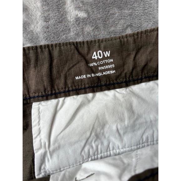 Roundtree & Yorke Mens Washed Utility Cargo Shorts Camo Ripstop Grey Black 40 - Picture 9 of 13